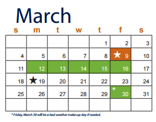 District School Academic Calendar for Ellison High School for March 2018