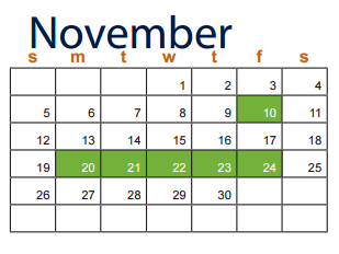 District School Academic Calendar for Ellison High School for November 2017