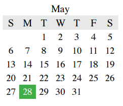 District School Academic Calendar for Peters Colony Elementary for May 2018