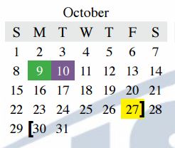 District School Academic Calendar for Peters Colony Elementary for October 2017