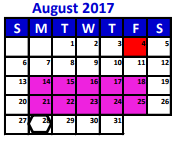 District School Academic Calendar for White Oak Middle School for August 2017