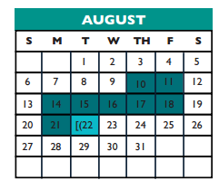 District School Academic Calendar for Cedar Valley Middle for August 2017