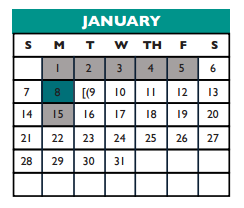 District School Academic Calendar for Cedar Valley Middle for January 2018