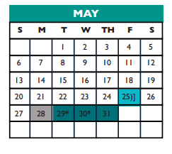 District School Academic Calendar for Cedar Valley Middle for May 2018