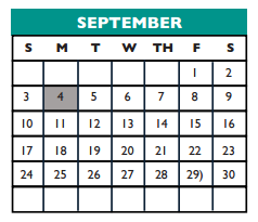 District School Academic Calendar for Cedar Valley Middle for September 2017
