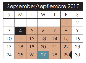 District School Academic Calendar for John Drugan School for September 2017