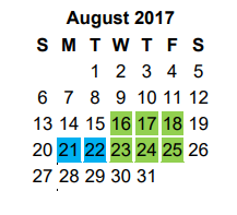 District School Academic Calendar for Hubbard Middle for August 2017