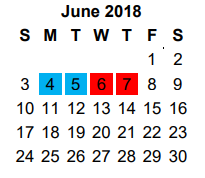 District School Academic Calendar for Hubbard Middle for June 2018