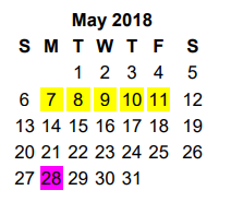 District School Academic Calendar for Hubbard Middle for May 2018