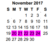 District School Academic Calendar for Hubbard Middle for November 2017