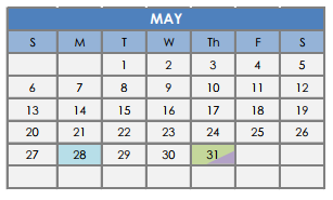 District School Academic Calendar for South Waco Elementary School for May 2018