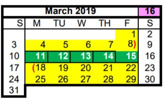 District School Academic Calendar for Nimitz High School for March 2019