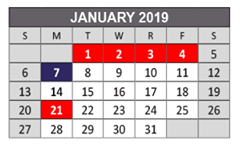 District School Academic Calendar for Allen High School for January 2019
