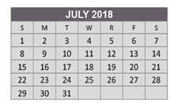 District School Academic Calendar for Allen High School for July 2018