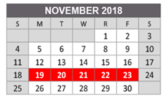District School Academic Calendar for Allen High School for November 2018