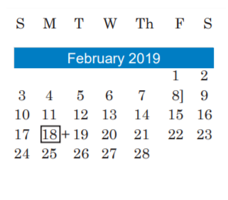 District School Academic Calendar for Mccallum High School for February 2019