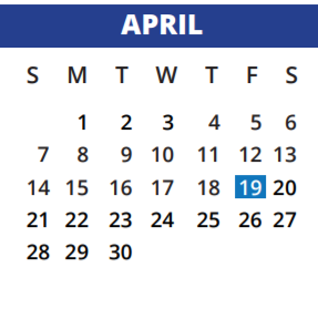 District School Academic Calendar for Postma Elementary School for April 2019