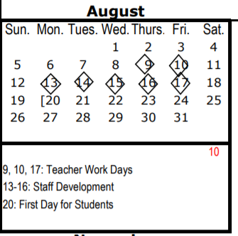 District School Academic Calendar for Hector Garcia Middle School for August 2018