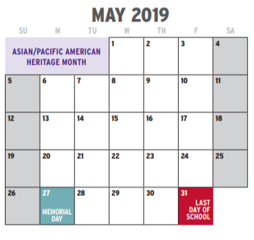 District School Academic Calendar for Leonard Middle for May 2019