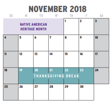 District School Academic Calendar for J T Stevens Elementary for November 2018