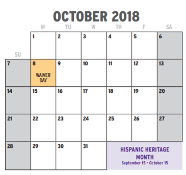 District School Academic Calendar for O D Wyatt High School for October 2018