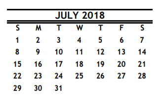 District School Academic Calendar for Rebuild Hisd Campus for July 2018