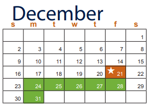 District School Academic Calendar for Ellison High School for December 2018