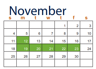 District School Academic Calendar for Ellison High School for November 2018