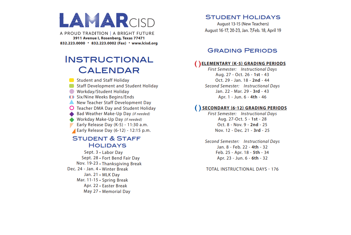 District School Academic Calendar Key for Navarro Middle