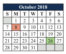 District School Academic Calendar for Alice Ponder Elementary for October 2018