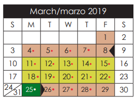 District School Academic Calendar for John Drugan School for March 2019