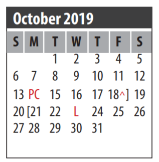 District School Academic Calendar for Creekside Intermediate for October 2019