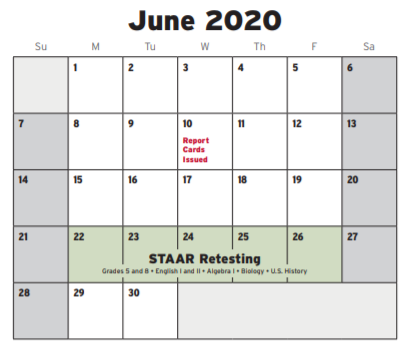 District School Academic Calendar for J T Stevens Elementary for June 2020