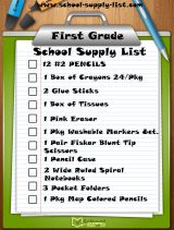 1st Grade School Supply List 2020