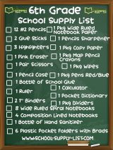 6th Grade School Supplies List 2020