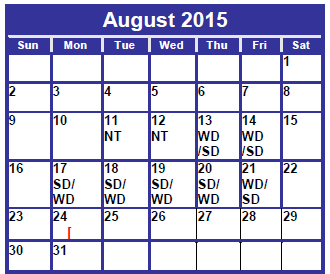 District School Academic Calendar for Cooper High School for August 2015