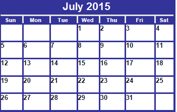 District School Academic Calendar for Mann Middle for July 2015