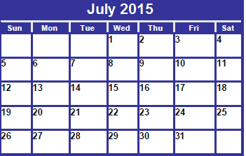 District School Academic Calendar for Bonham Elementary for July 2015