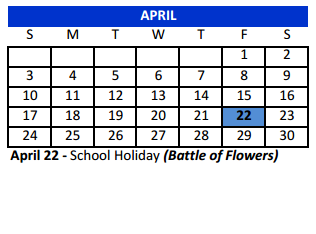 District School Academic Calendar for Woodridge Elementary for April 2016