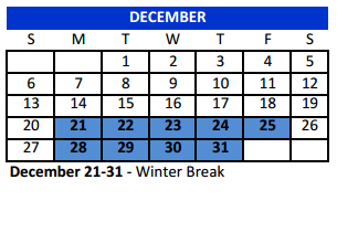 District School Academic Calendar for Cambridge Elementary for December 2015