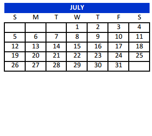 District School Academic Calendar for Howard Elementary for July 2015