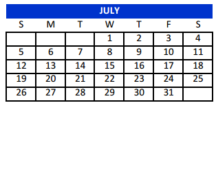 District School Academic Calendar for Bexar Co J J A E P for July 2015