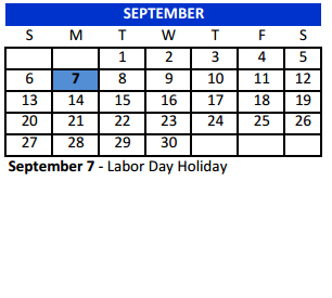 District School Academic Calendar for Bexar Co J J A E P for September 2015