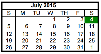 District School Academic Calendar for Kujawa Elementary School for July 2015
