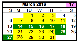 District School Academic Calendar for Oleson Elementary for March 2016