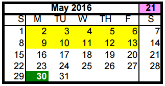 District School Academic Calendar for Drew Academy for May 2016