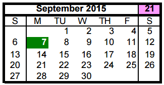 District School Academic Calendar for Escamilla Intermediate for September 2015