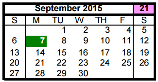 District School Academic Calendar for Keeble Ec/pre-k Center for September 2015