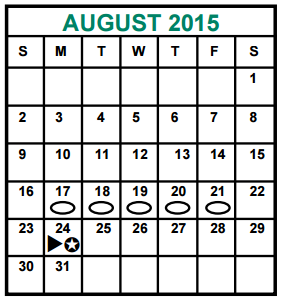 District School Academic Calendar for Miller Intermediate for August 2015