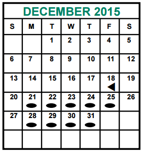 District School Academic Calendar for Hearne Elementary School for December 2015